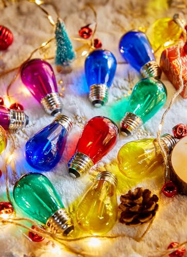 Minetom S14 LED Christmas Replacement Light Bulbs, UL Listed, 1 Watt E26 Medium Base Plastic Shatterproof LED Edison Bulbs, Easily Screw in Strings Spools Strands, Multicolor, 50 Pack|B0D8STLFJZ