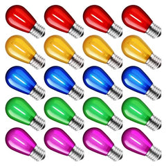Minetom S14 LED Christmas Replacement Light Bulbs, UL Listed, 1 Watt E26 Medium Base Plastic Shatterproof LED Edison Bulbs, Easily Screw in Strings Spools Strands, Multicolor, 50 Pack|B0D8STLFJZ