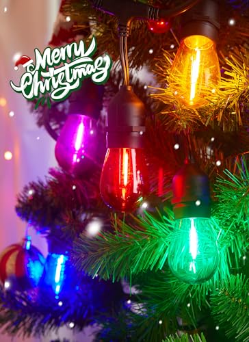 Minetom S14 LED Christmas Replacement Light Bulbs, UL Listed, 1 Watt E26 Medium Base Plastic Shatterproof LED Edison Bulbs, Easily Screw in Strings Spools Strands, Multicolor, 50 Pack|B0D8STLFJZ