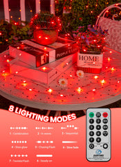 Minetom Fairy Lights with Remote, 66 Feet 200 Led Firefly String Lights Plug in for Bedroom Home Wall Ceiling Christmas Tree Wreath Craft Wedding Party Indoor Outdoor Decoration,Red