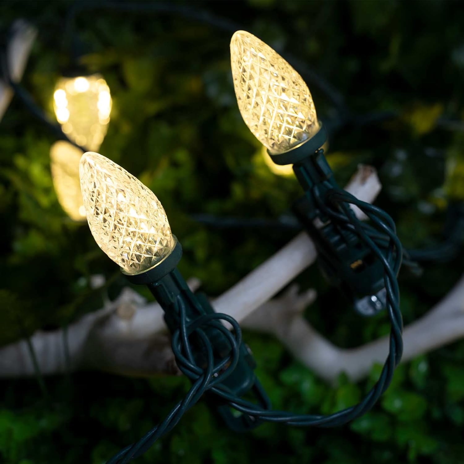 68 Feet C9 100 LED Christmas Strawberry String Lights with 100 Spring Clamps, Warm White