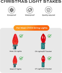 100-Pack Christmas Light Yard Stakes, 5.5 Inch Lighting Stakes for C7 C9 Christmas Lights Outdoor, Universal Yard Stakes for Outdoor Holiday Lights Use on Garden Lawn Patio Pathway Walkway – Black