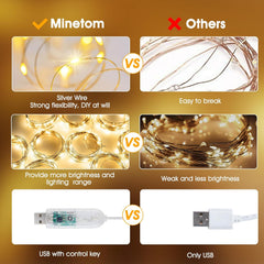Warm White 300 LED Dimmable Twinkle Fairy Curtain Lights with Remote and Timer, USB Powered