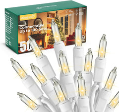 50 Count 10 Feet Plug in Clear LED Christmas Bulb String Lights for Indoor Outdoor Xmas Wedding