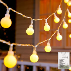 21FT 60 LED Battery Operated Globe Lights  for Indoor Outdoor Bedroom, Warm White
