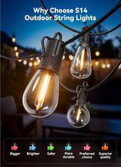 101FT 31 Shatterproof S14 Vintage Edison Bulbs Outdoor String Lights for Patio Yard Garden