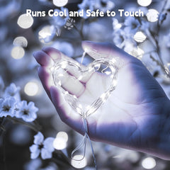 2Pack 33ft 100 LEDs Plug in Silver Wire Fairy Lights for DIY Wreath Wedding, Pure White