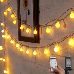 Warm White Mini Globe Fairy String Lights for Xmas Room Decor, Plug in, 8 Modes with Remote