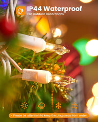 25ft 100 Count Cear Warm White Incandescent Bulb Mini String Lights for Christmas, White Wire