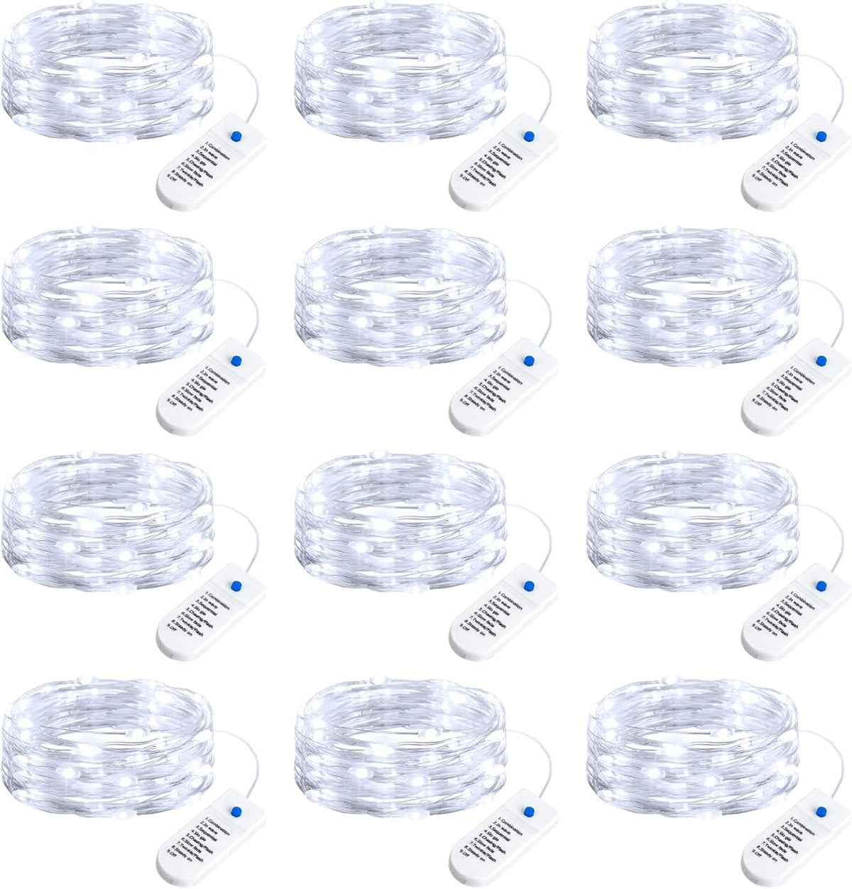 12/20 Pack White 7ft 20LED Battery Operated String Lights Firefly for DIY Christmas Wedding Party Decor