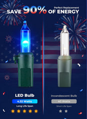 100 Count 20 Feet Multicolor Incandescent Bulb Mini String Lights for Christmas Independence Day