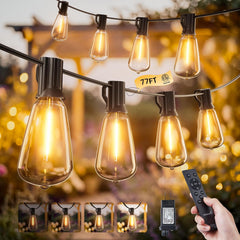 77FT Outdoor 23+1 Shatterproof ST38 LED Bulbs String Lights with Remote
