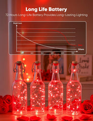 12 Pack 7ft 20 LED Silver Wire Fairy Lights with 8 Modes for Christmas Valentine, Red