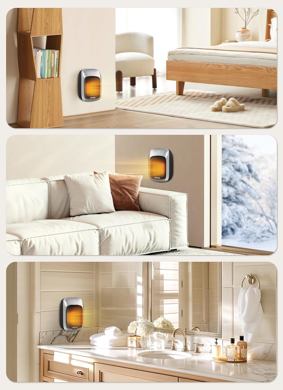 800W Small Wall Outlet Plug In Space Heater for Bathroom Office Bedroom Home (2025 New Model)