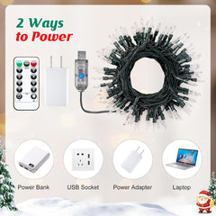 39ft USB Plug in 100 Clear LED Christmas Bulb String Lights for Indoor Outdoor Xmas Wedding, Warm White