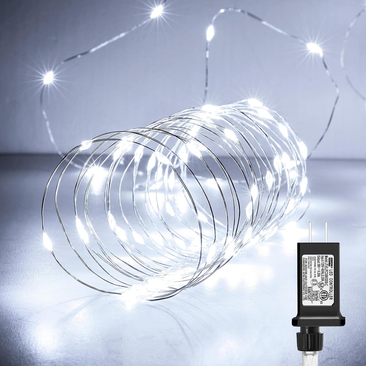 99Ft 300LEDs Plug in String Lights for Indoor Outdoor Bedroom Wedding Patio, Pure White