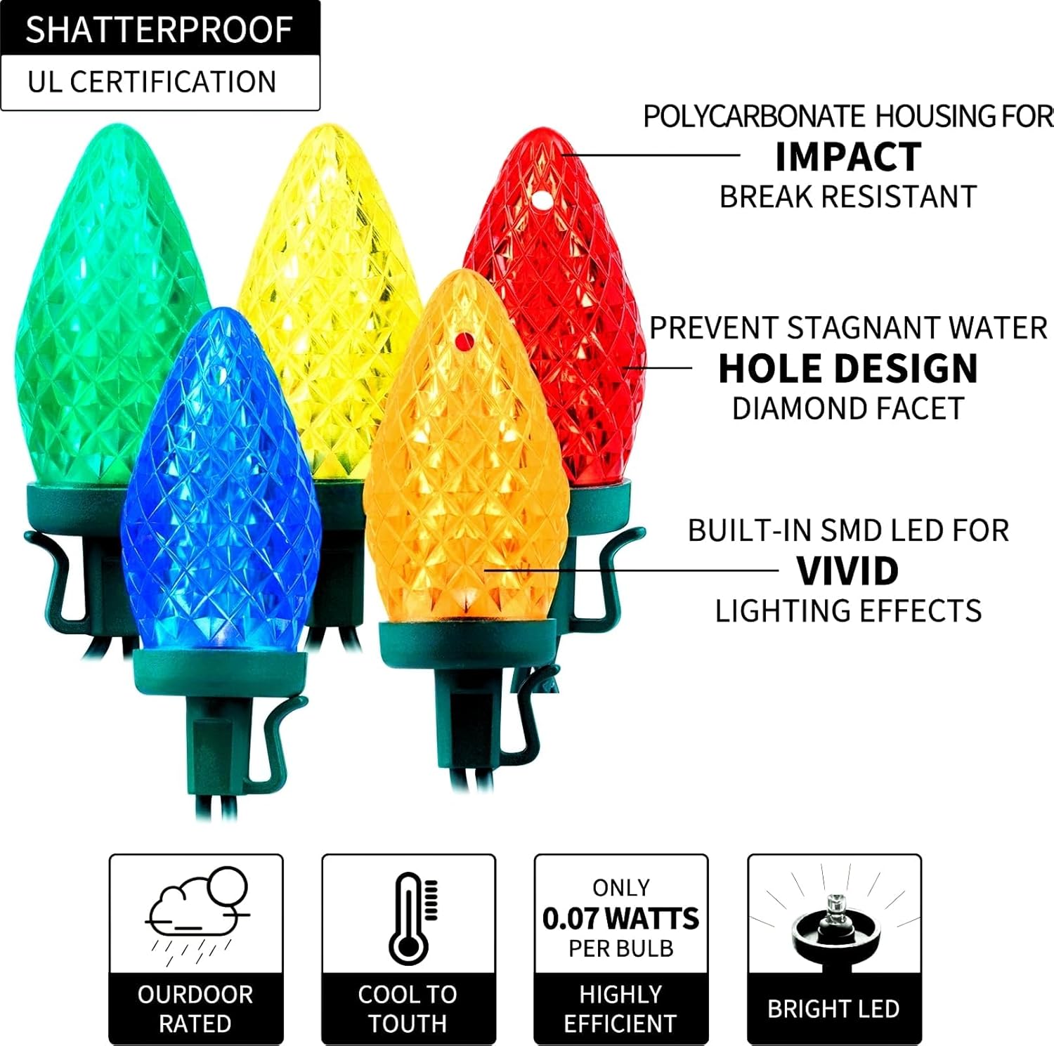 81 Feet 100 LED C9 Christmas String Lights with Timer & 8 Lighting Mode, Multicolor