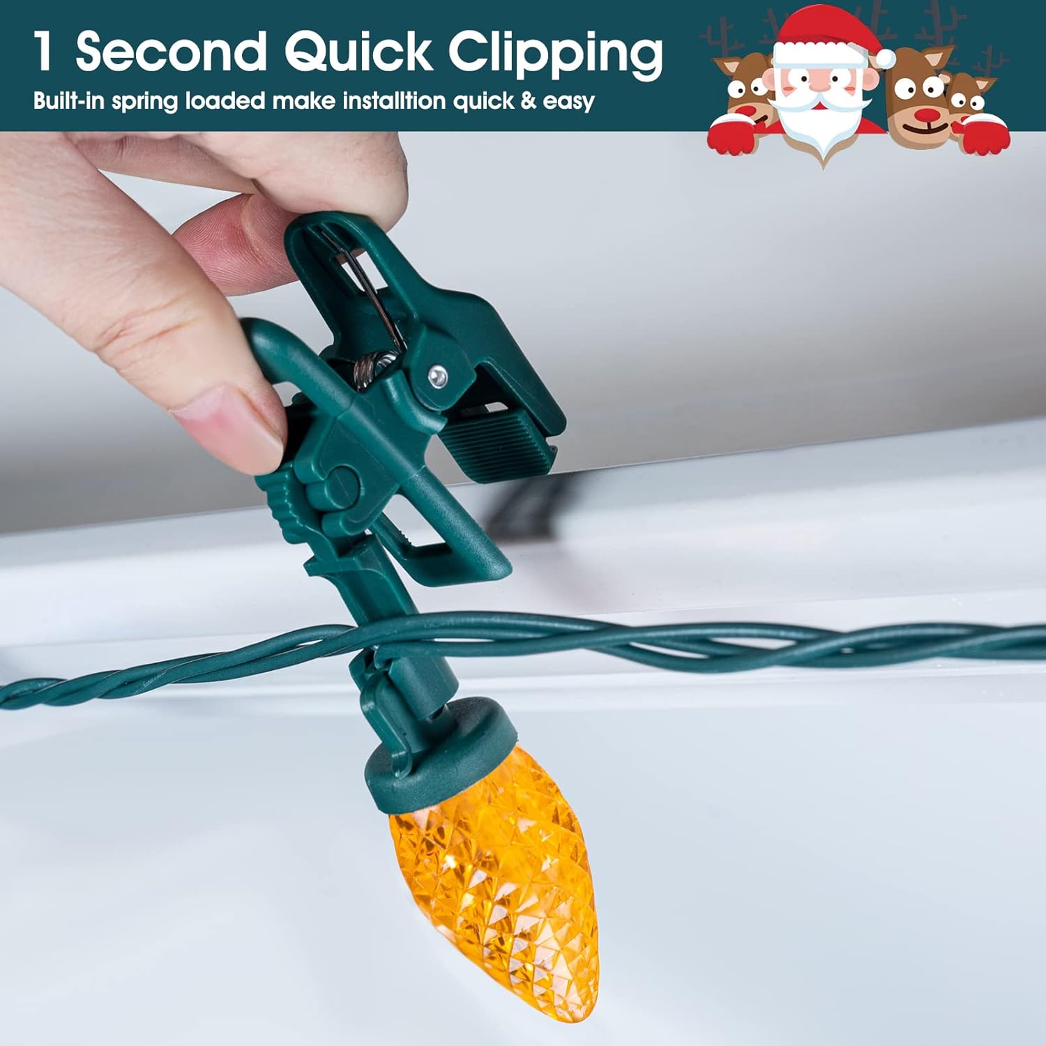 68 Feet C9 100 LED Christmas Strawberry String Lights with 100 Spring Clamps, Multicolor