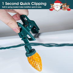 68 Feet C9 100 LED Christmas Strawberry String Lights with 100 Spring Clamps, Multicolor