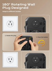 800W Small Wall Outlet Plug In Space Heater for Bathroom Office Bedroom Home
