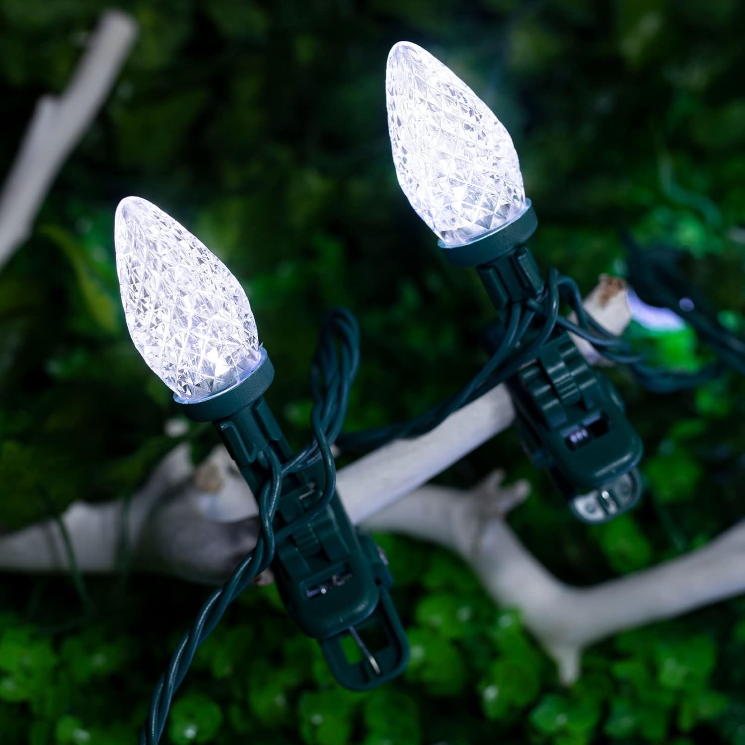 68 Feet C9 100 LED Christmas Strawberry String Lights with 100 Spring Clamps, Pure White