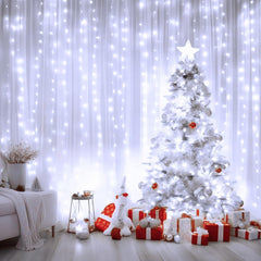 White 300 LED Dimmable Twinkle Fairy Curtain Lights with Remote and Timer, USB Powered