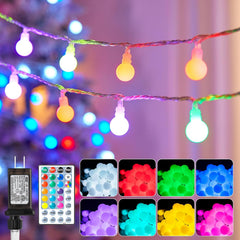 RGB & Multicolor Mini Globe Fairy String Lights for Valentine's Day Engagement Dating, Plug in, 8 Modes with Remote