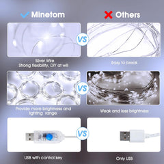 White 300 LED Dimmable Twinkle Fairy Curtain Lights with Remote and Timer, USB Powered
