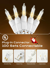 50 Count 10 Feet Plug in Clear LED Christmas Bulb String Lights for Indoor Outdoor Xmas Wedding