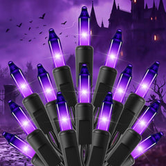 100Ct 20Ft Plug in Purple LED Halloween String Lights for Halloween Party Decor