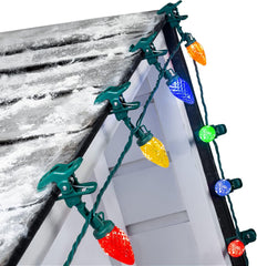 68 Feet C9 100 LED Christmas Strawberry String Lights with 100 Spring Clamps, Multicolor