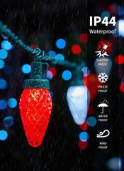 81 Feet 100 LED C9 Christmas String Lights with Timer & 8 Lighting Mode, Red & Pure White