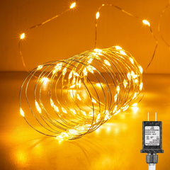 99Ft Plug in 300LEDs Silver Wire Starry String Lights for Bedroom Dorm Wedding, Warm White