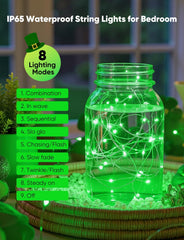 12 Pack 7ft 20 LED Silver Wire Fairy Lights with 8 Modes for St Patricks Day, Green