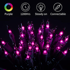 100 Count 20 Feet Incandescent Bulb Mini Lights for Halloween Party Festival Decoration, Purple