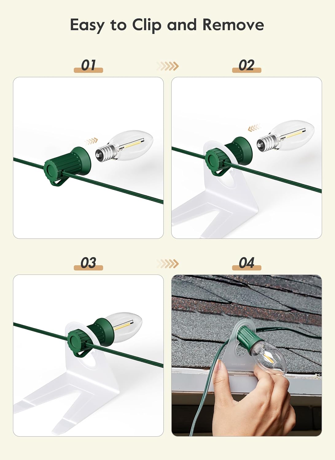 100/200/400 Pack Original Shingle Tab Light Clips for C7 C9 Christmas Lights