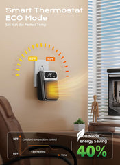 800W Small Wall Outlet Plug In Space Heater for Bathroom Office Bedroom Home