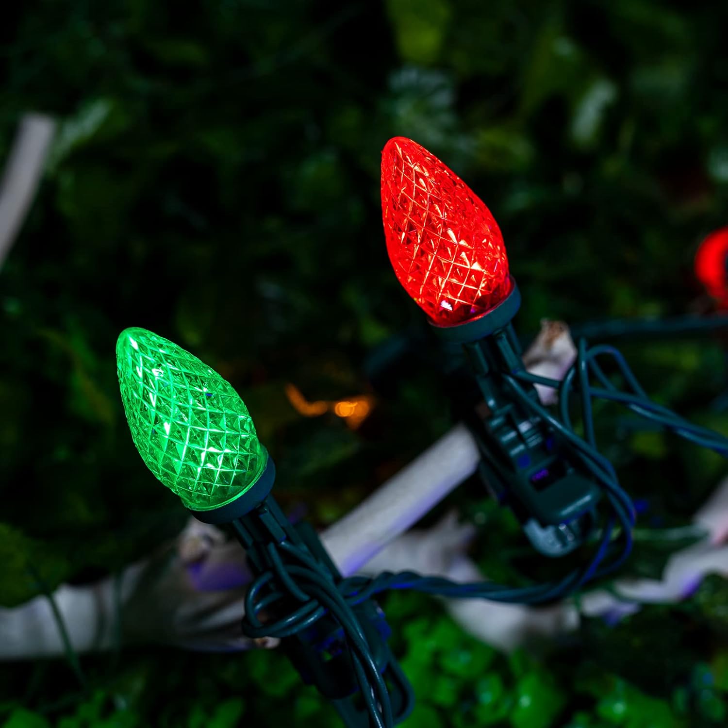 68 Feet C9 100 LED Christmas Strawberry String Lights with 100 Spring Clamps, Multicolor
