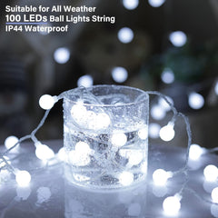 White Mini Globe Fairy String Lights for Xmas Room Decor, Plug in, 8 Modes with Remote
