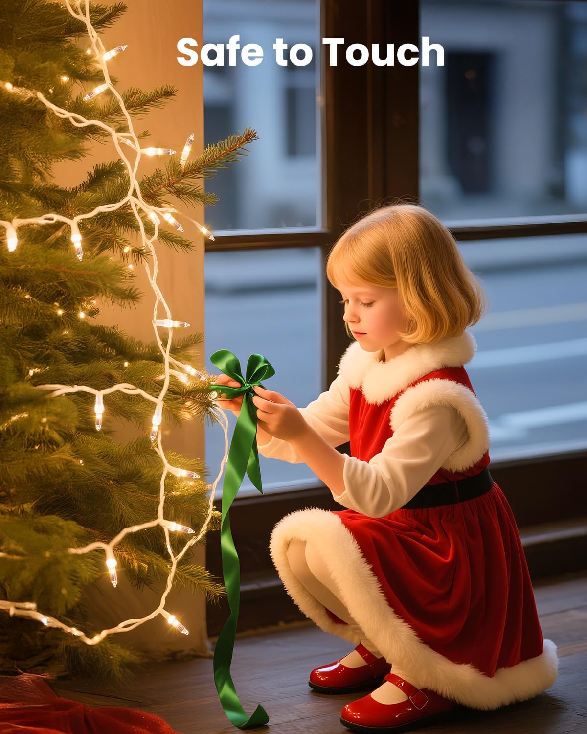 25ft 100 Count Cear Warm White Incandescent Bulb Mini String Lights for Christmas, White Wire