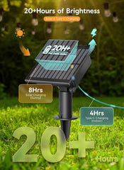 34FT 9 LED Solar Powered S14 Shatterproof Bulbs String Lights Outdoor, 3 Light Modes