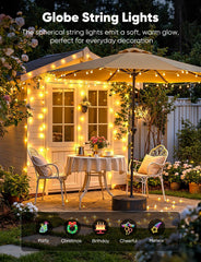 Warm White Mini Globe Fairy String Lights for Xmas Room Decor, Plug in, 8 Modes with Remote