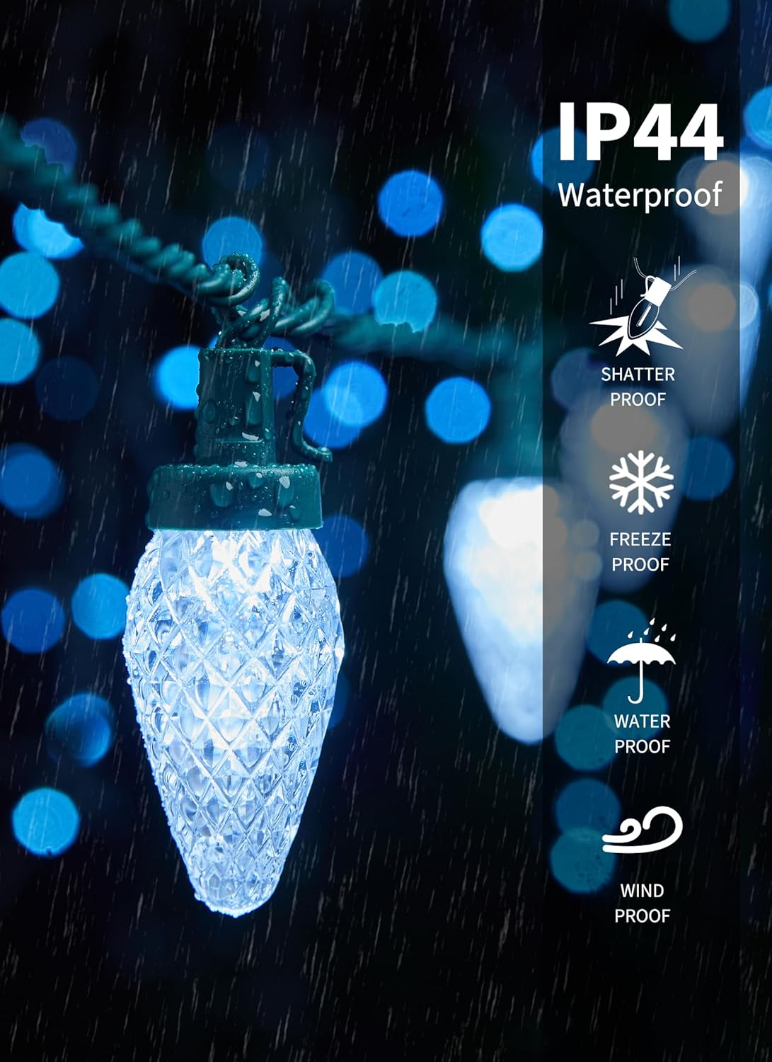 81 Feet 100 LED C9 Christmas String Lights with Timer & 8 Lighting Mode, Pure White