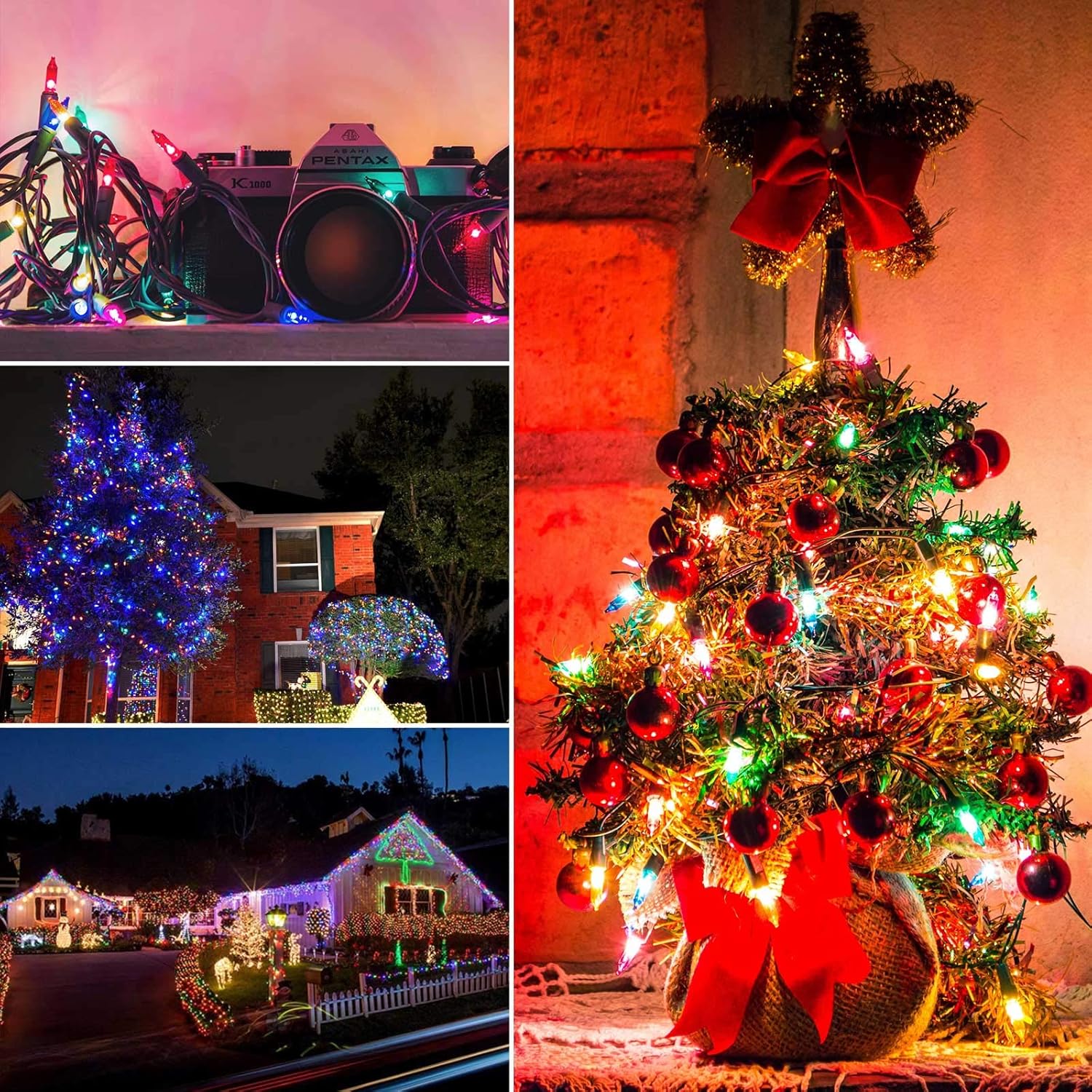 100 Count 25 Feet Multicolor Incandescent Bulb Mini String Lights for Christmas