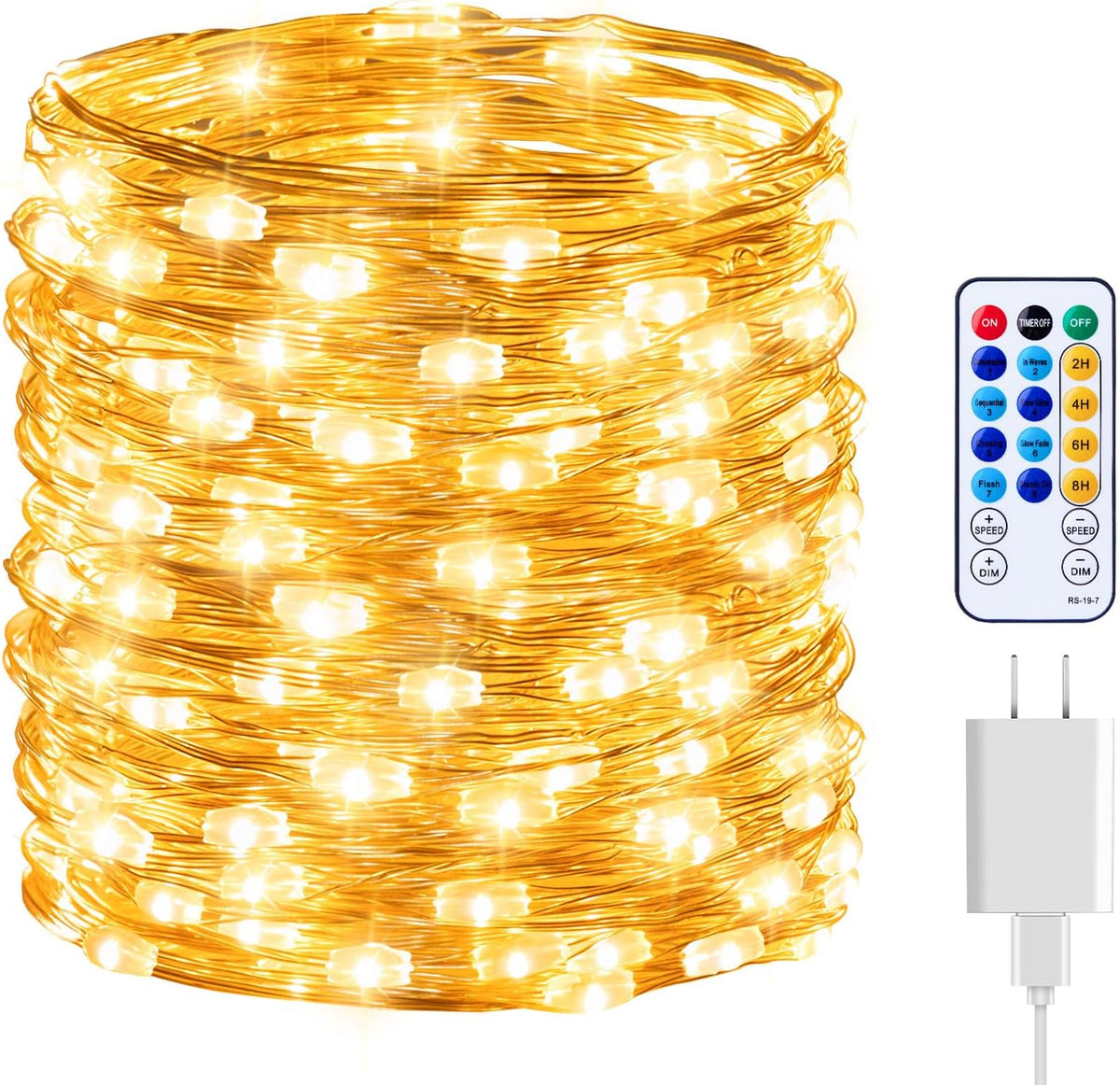 66 Feet 200 Led Plug in Christmas Silver Wire Light Twinkle Lights for Garden Party, 8 Modes & Timer