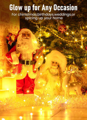 66ft 200 LED USB Plug in Silver Wire String Lights with Remote, 8 Modes, Warm White