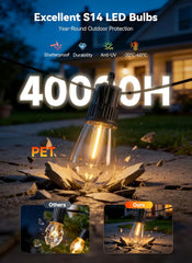 101FT 31 Shatterproof S14 Vintage Edison Bulbs Outdoor String Lights for Patio Yard Garden