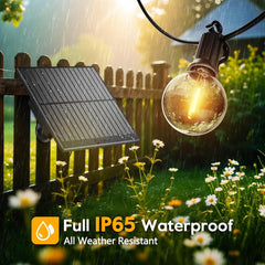 Solar Powered Waterproof G40 LED Bulbs String Lights for Backyard Porch Bistro Decor