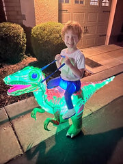 Halloween 100LED Light-Up Inflatable Dinosaur Costume For Kids Toddler For 4-8t with Powerful Air Pump