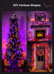 33Ft 100 LED Plug In Copper Wire Fairy Lights with Remote and Timer, Orange & Purple